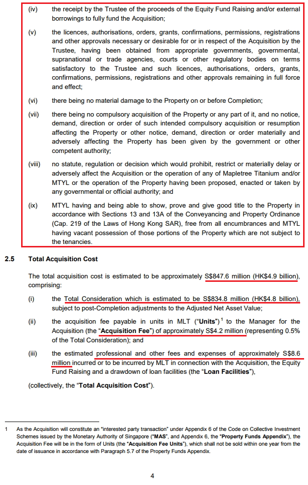 Tsing Yi acquisition cost